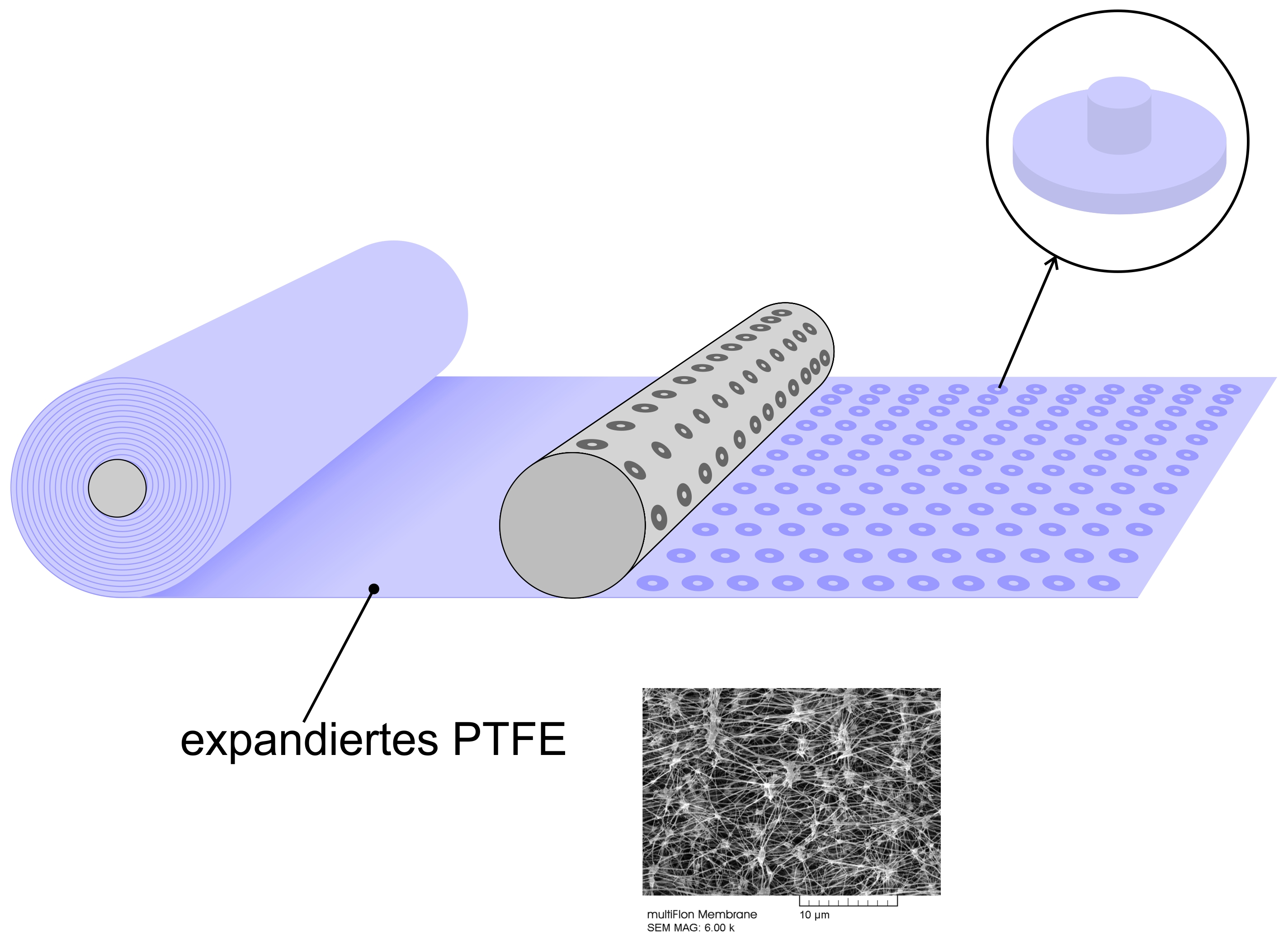 »2 Multidirektional expandiertes PTFE zeichnet sich durch eine Struktur feinster Fibrillen aus, die eine hohe Barrierewirkung gegenüber flüssigem Wasser mit exzellenter Permeabilität gegenüber Gasen verbindet (Bild: FPS GmbH)