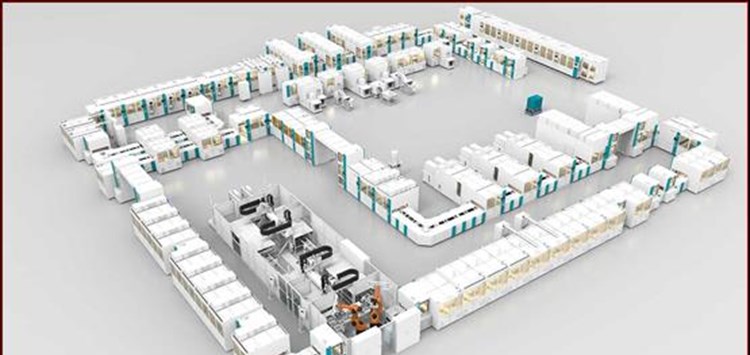 Kleb- und Vergusstechnik für E-Mobilität-Produktionsplattform