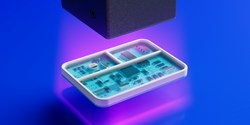 Das UV-härtende Potting Vitralit® UD 8060 F wird mit einem Spot 40 IC von Hoenle in einem Elektronikgehäuse mit Schattenzonen ausgehärtet (Bild: Panacol)