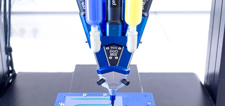 Dynamisches 2K-Dosiersystem für schwer mischbare Fluide und Pasten