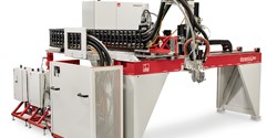 Dynamischer Mischkopf und Linearroboter für den automatisierten Auftrag von Schaumdichtungen (Bild: DOPAG)